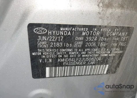 2018 Hyundai Elantra Sel z USA, uszkodzony, nr VIN KMHD84LF2JU508204